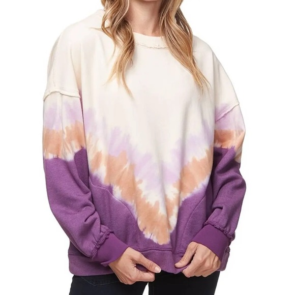 Free People Tops - Free People FP Movement Ombre Purple Peach Cream Oversized Metti Crew Sweatshirt